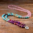  Natural 108 Mala 8 mm Beads Prayer Rose Quartz Healing Women Necklace Bracelet