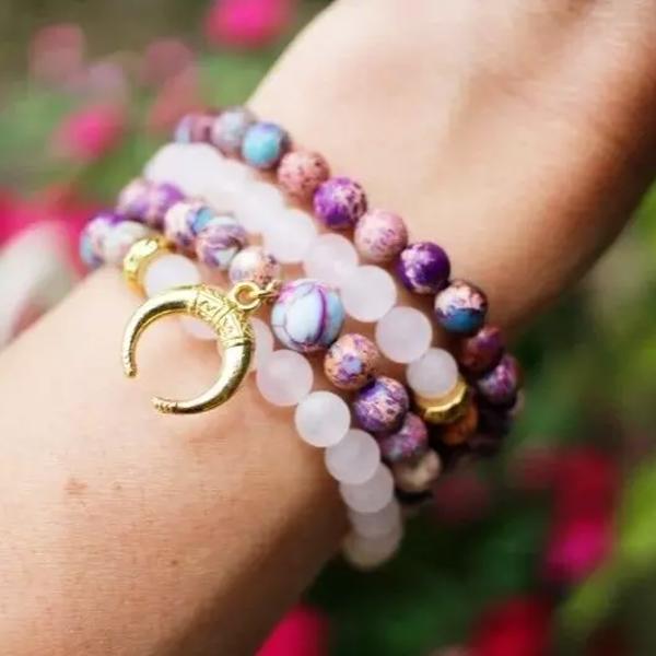 108 Mala Beads Prayer Rose Quartz Healing Meditation Yoga Bracelet Necklace Gift