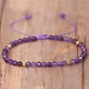  Natural Amethyst Stone Dainty Bracelet Purple Crystal Braided Bracelet Handmade