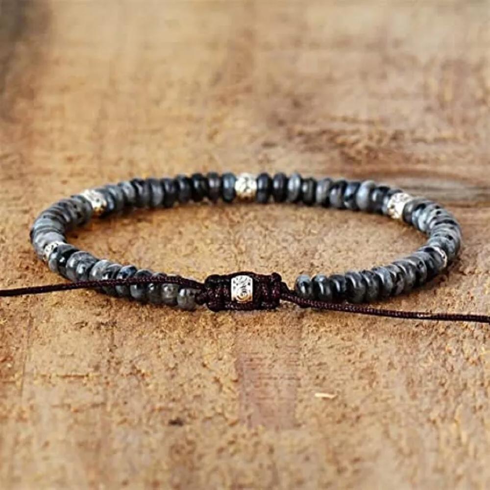 Natural Black Moonstone Stone Dainty Bracelet Gemstone Bracelet Minimalist