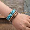  Natural Turquoise Tube Leather Braided Bracelet for Protection Healing Handmade