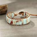  Natural Turquoise Tube Leather Braided Bracelet for Protection Healing Handmade