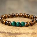  Natural Tiger's eye Malachite Gemstone 8mm Beaded Crystal Healing Reiki Bracelet 8mm