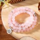  Rose Quartz 108 Mala Bead Prayer Healing Meditation Women Necklace Bracelet Gift