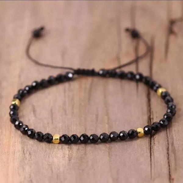 Natural Black Obsidian Stone Bracelet Black Gemstone Bracelet for Protection