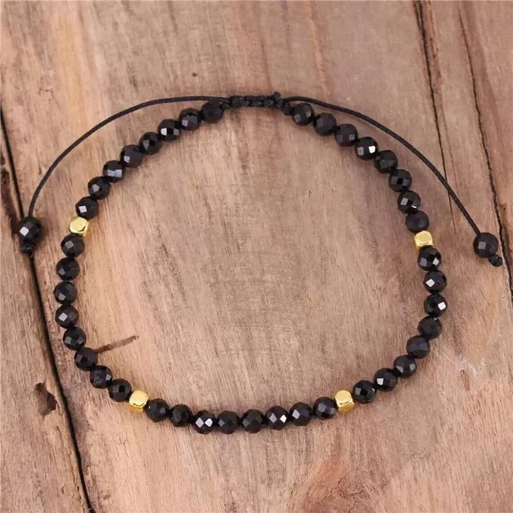 Natural Black Obsidian Stone Bracelet Black Gemstone Bracelet for Protection