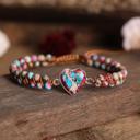  Galaxy Sea Sediment Jasper Heart Charm Braided Bracelet for Anxiety Relief