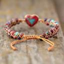  Galaxy Sea Sediment Jasper Heart Charm Braided Bracelet for Anxiety Relief