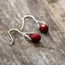  Natural Red Jasper Stone Teardrop Dangle Earrings Red Gemstone Drop Hook Earrings