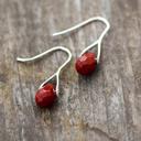  Natural Red Jasper Stone Teardrop Dangle Earrings Red Gemstone Drop Hook Earrings