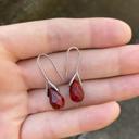  Natural Red Jasper Stone Teardrop Dangle Earrings Red Gemstone Drop Hook Earrings