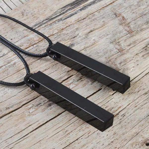 Natural Black Obsidian Tube Crystal Pendant Necklace Protection Stress Relief (1 piece)