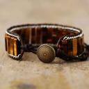  Natural Tiger's Eye Tube Stone Bracelet Brown Stone Braided Bracelet Adjustable