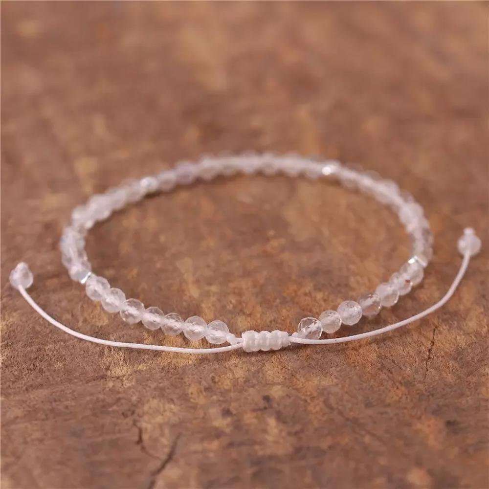 Natural Clear Quartz Stone Dainty Bracelet Clear Crystal Bracelet Handmade