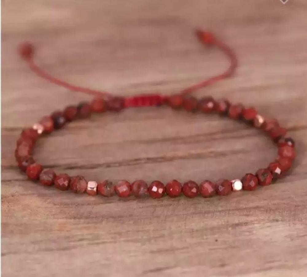 Natural Red Jasper Stone Faceted Bracelet Red Stone Dainty Bracelet Minimalist