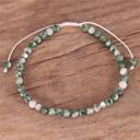  Green Spot Jasper Tibetan Facet Beaded Healing Chakra Dainty Women Bracelet