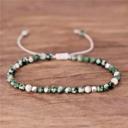  Green Spot Jasper Tibetan Facet Beaded Healing Chakra Dainty Women Bracelet