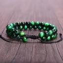  Green Tiger Eye Gemstone Beaded Handmade Healing Protection Women Men Bracelet