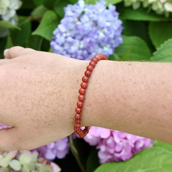 Natural Red Jasper 4mm Small Beads Healing Lucky Women Layering Bracelet Gift