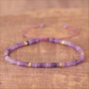  Natural Amethyst Stone Beaded Braided Dainty Bracelet for Anxiety Relief