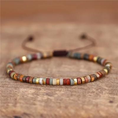 Natural Picasso Jasper Beaded Healing Balance Chakra Tiny Handmade Bracelet Gift