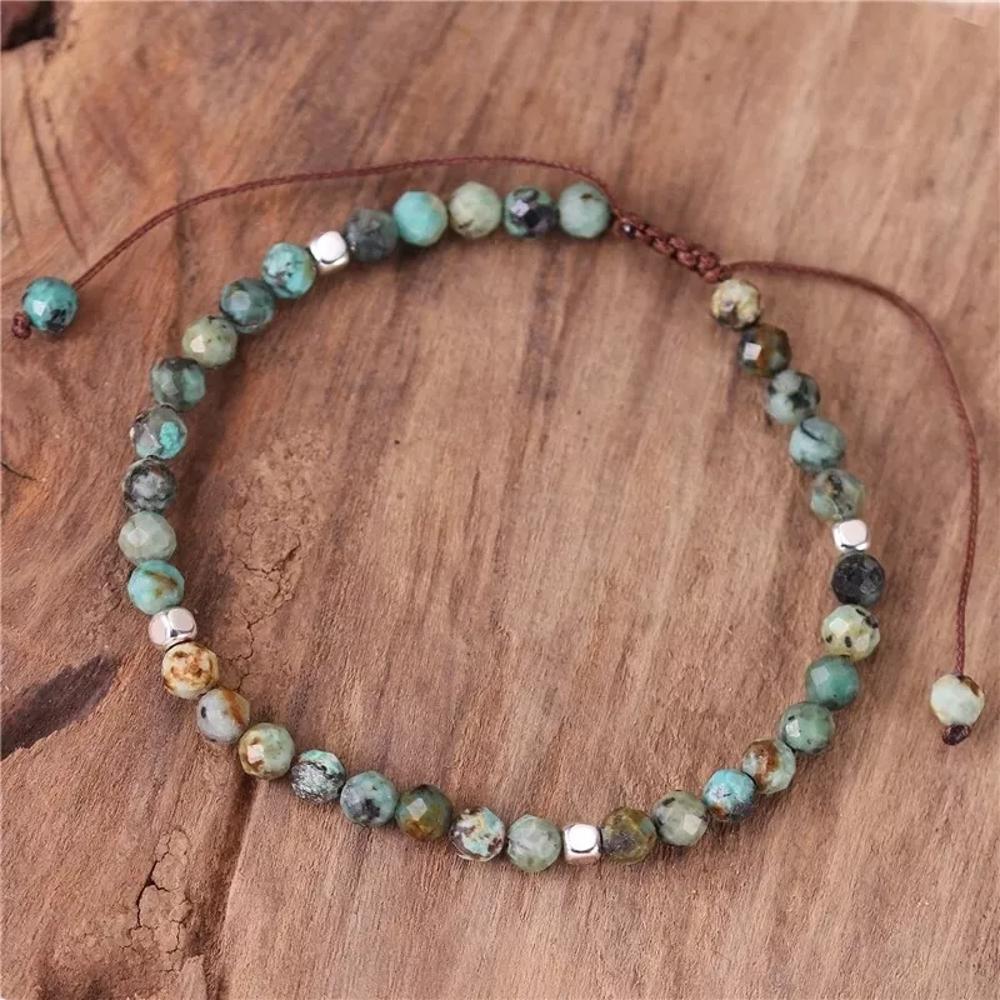 Handmade African Turquoise Beads Tibetan Healing Reiki Dainty Women Girls Bracelet