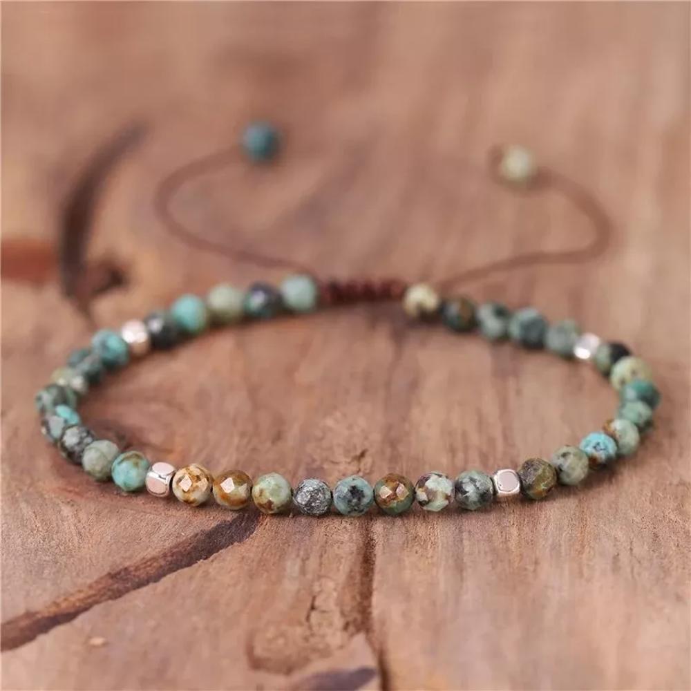 Handmade African Turquoise Beads Tibetan Healing Reiki Dainty Women Girls Bracelet