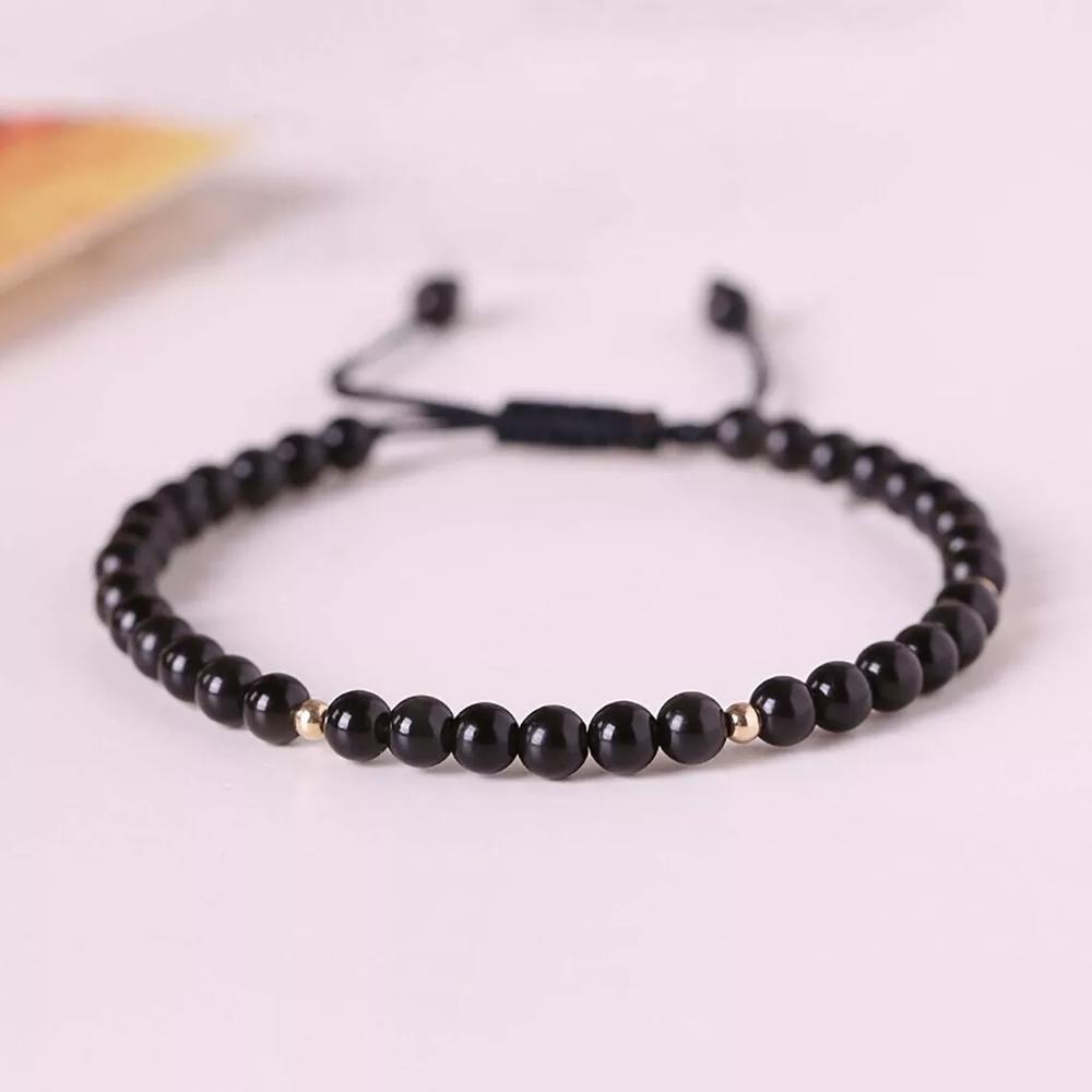 Black Obsidian Gemstone Dainty Bracelet Delicate Crystal Bracelet Minimalist