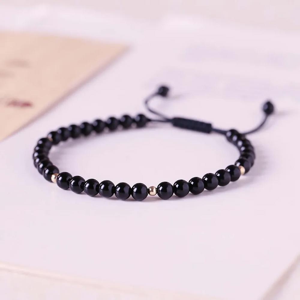 Black Obsidian Gemstone Dainty Bracelet Delicate Crystal Bracelet Minimalist