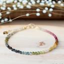  Minimalist Tourmaline Beaded Bracelet, Delicate 2mm Adjustable Tourmaline Natural Stone Bracelet, Healing Protection Aura Stacking Bracelet