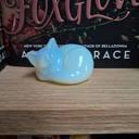  Opalite Cat Statue Handcrafted Blue Clear Crystal Sleeping Kitten Home Decor