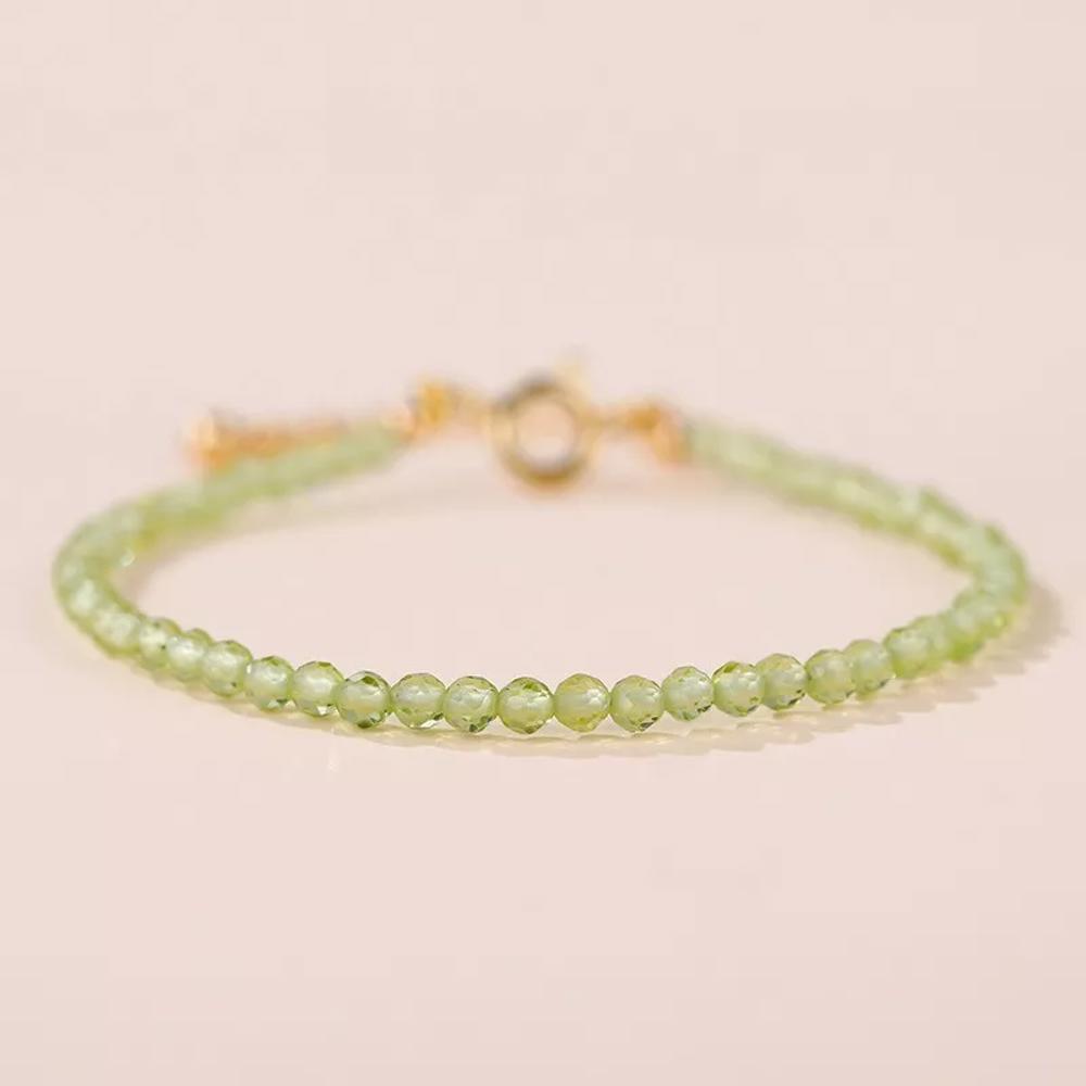 Natural Peridot Stone Dainty Bracelet Tiny Beads Minimalist Green Crystal Bracelet Minimalist