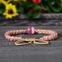  Natural PInk Cat Eye Selenite Braided Beaded Dainty Healing Crystal Bracelet