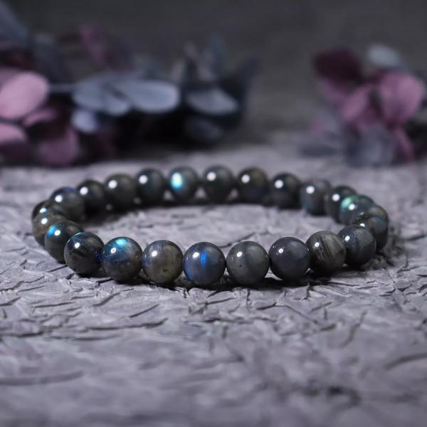 Natural Cat Eye Black Labradorite Blue Sheen Beaded Crystal Healing Bracelet