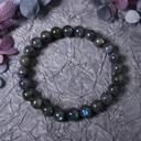  Natural Cat Eye Black Labradorite Blue Sheen Beaded Crystal Healing Bracelet