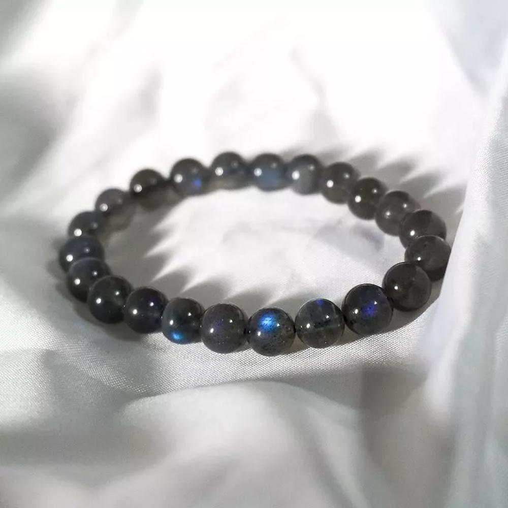 Natural Cat Eye Black Labradorite Blue Sheen Beaded Crystal Healing Bracelet