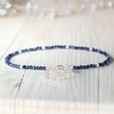  Women Blue Friendship Bracelet Minimalist Blue Gemstone Beaded Bracelet, Delicate 2mm Adjustable Sapphire Natural Stone Bracelet, Healing Protection Aura Stacking Bracelet