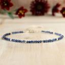  Women Blue Friendship Bracelet Minimalist Blue Gemstone Beaded Bracelet, Delicate 2mm Adjustable Sapphire Natural Stone Bracelet, Healing Protection Aura Stacking Bracelet