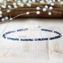  Women Blue Friendship Bracelet Minimalist Blue Gemstone Beaded Bracelet, Delicate 2mm Adjustable Sapphire Natural Stone Bracelet, Healing Protection Aura Stacking Bracelet