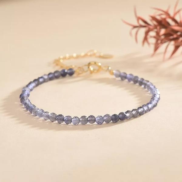 Natural Iolite Stone Bracelet iolite Crystal Healing Bracelet Minimalist