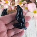  Natural Obsidian Crow Stone Raven Statue Crystal Specimen Minerals Home Decor