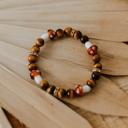  Mushroom Crystal Healing Bracelet Tigers Eye Stone Stretch Bracelet Gift