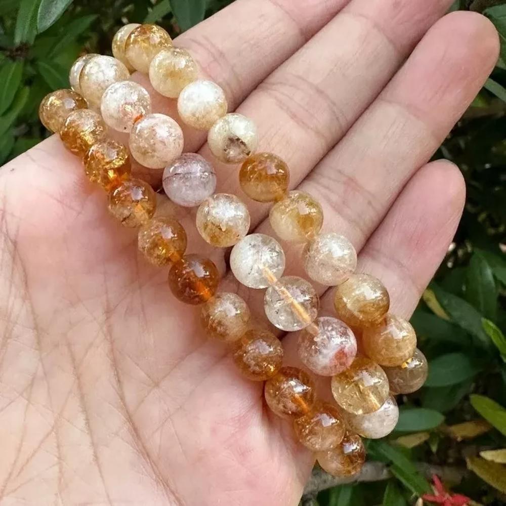 Natural Citrine 8mm Round Beads Healing Balance Stretch Bracelet for Women