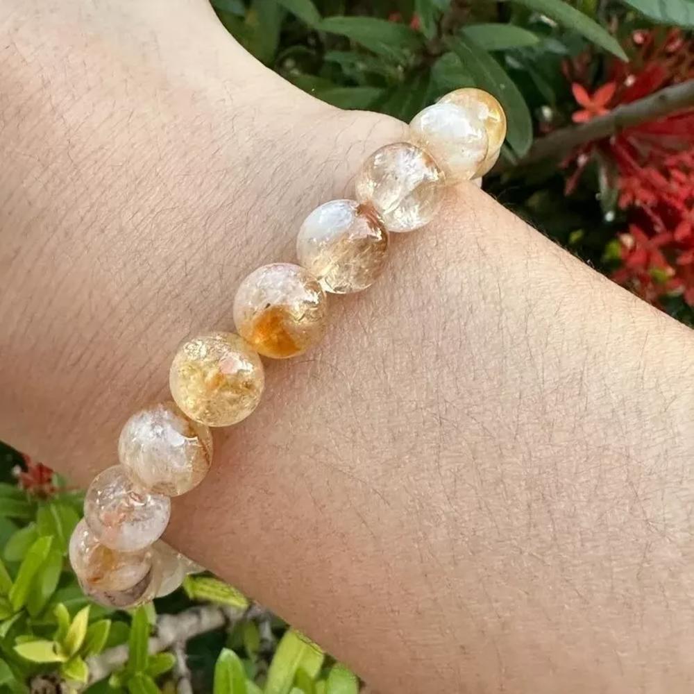 Natural Citrine 8mm Round Beads Healing Balance Stretch Bracelet for Women