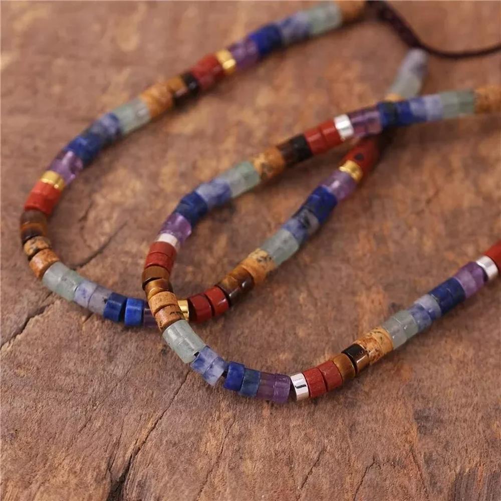 7 Chakra Natural Gemstone Tiny Beads Healing Reiki Women Men Dainty Bracelet