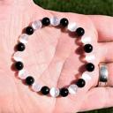  Natural Cat Eye Selenite Black Obsidian Beaded Healing Energy Stretch Bracelet