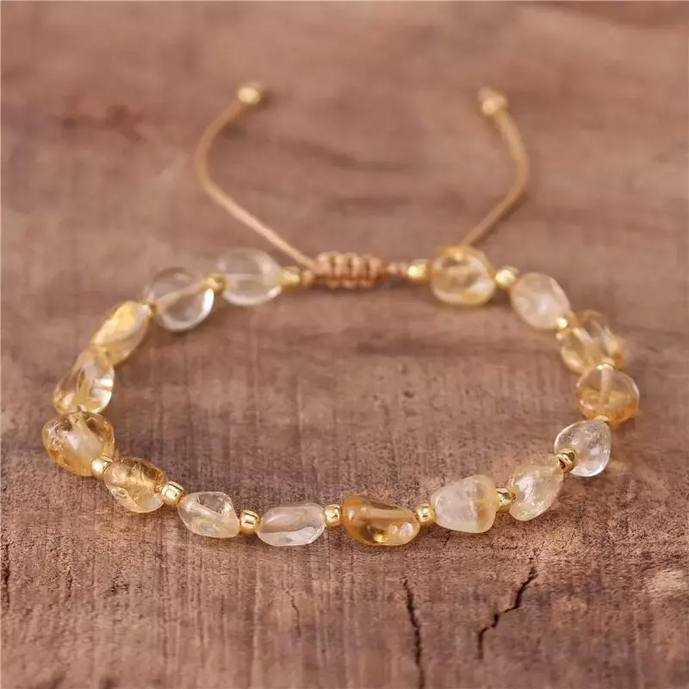 Natural Citrine Crystal Gemstone Handmade Healing Grounding Women Bracelet Gifts