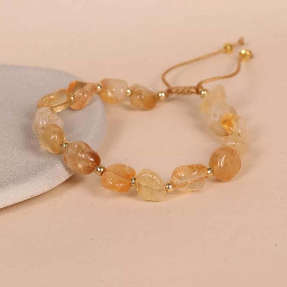 Natural Citrine Crystal Gemstone Handmade Healing Grounding Women Bracelet Gifts