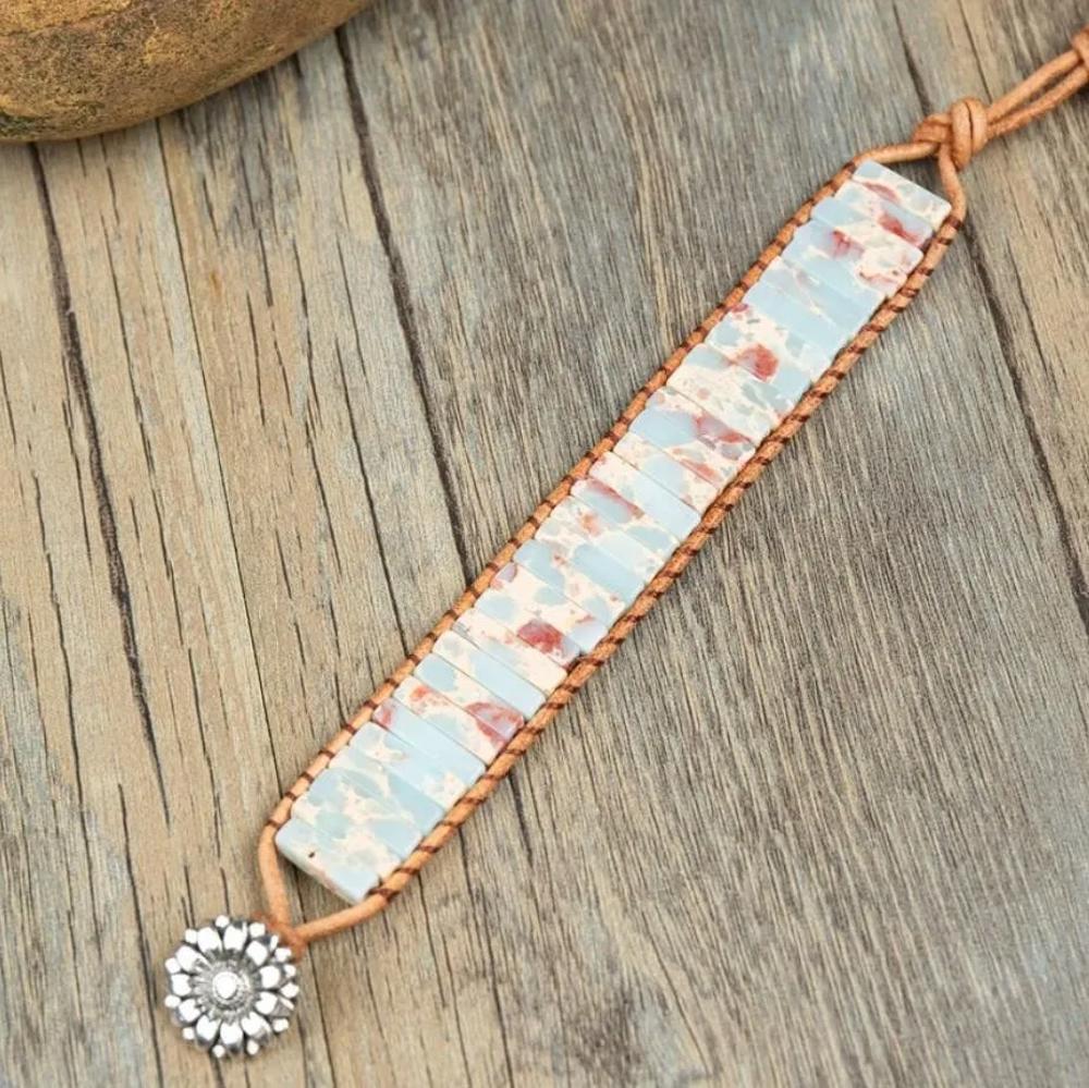 African Opal Natural Stone Boho Handmade Braided Women Healing Reiki Bracelet