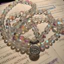  108 beads Aqua Angel Aura Quartz Crystal Necklace Mermaid Glass Bead Lotus Charm Bracelet